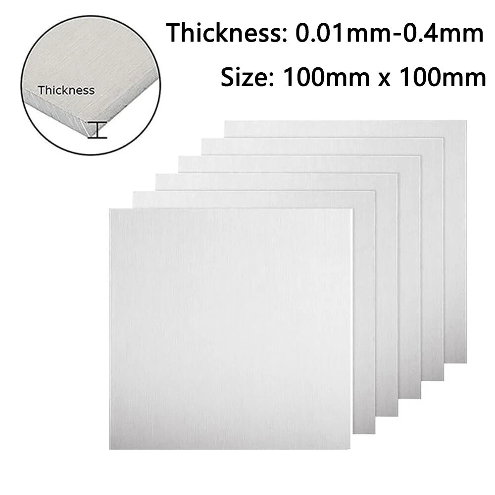 304 Stainless Steel Square Plate Thick 0.01-0.4mm Metal Polished Plate 100x100mm