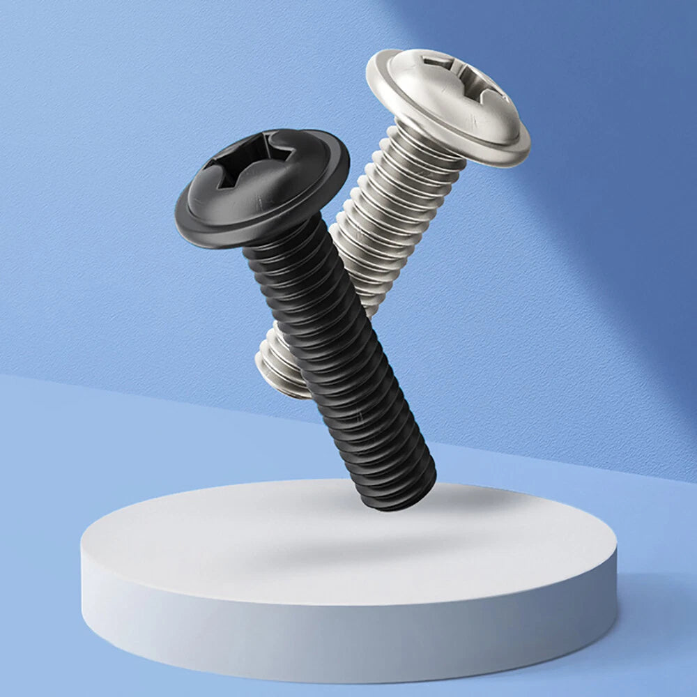 M2–M4 Flanged Button Head Phillips Screws – Black Zinc or Nickel Plated Carbon Steel