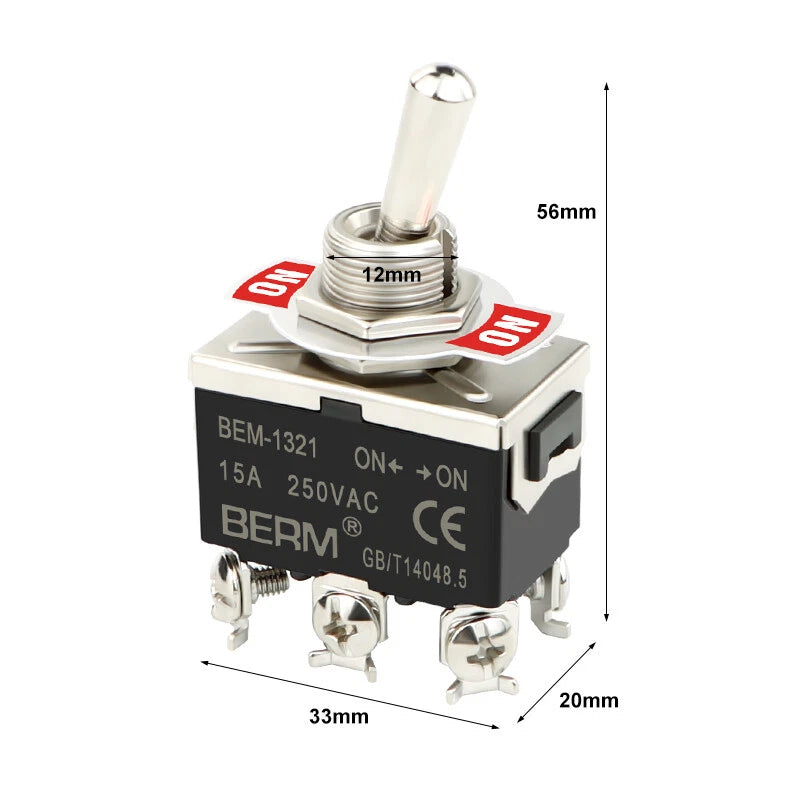 Mini Toggle Switch ON-OFF-ON SPDT — 2/3 Position, 2–6 Pin, Latching & Momentary