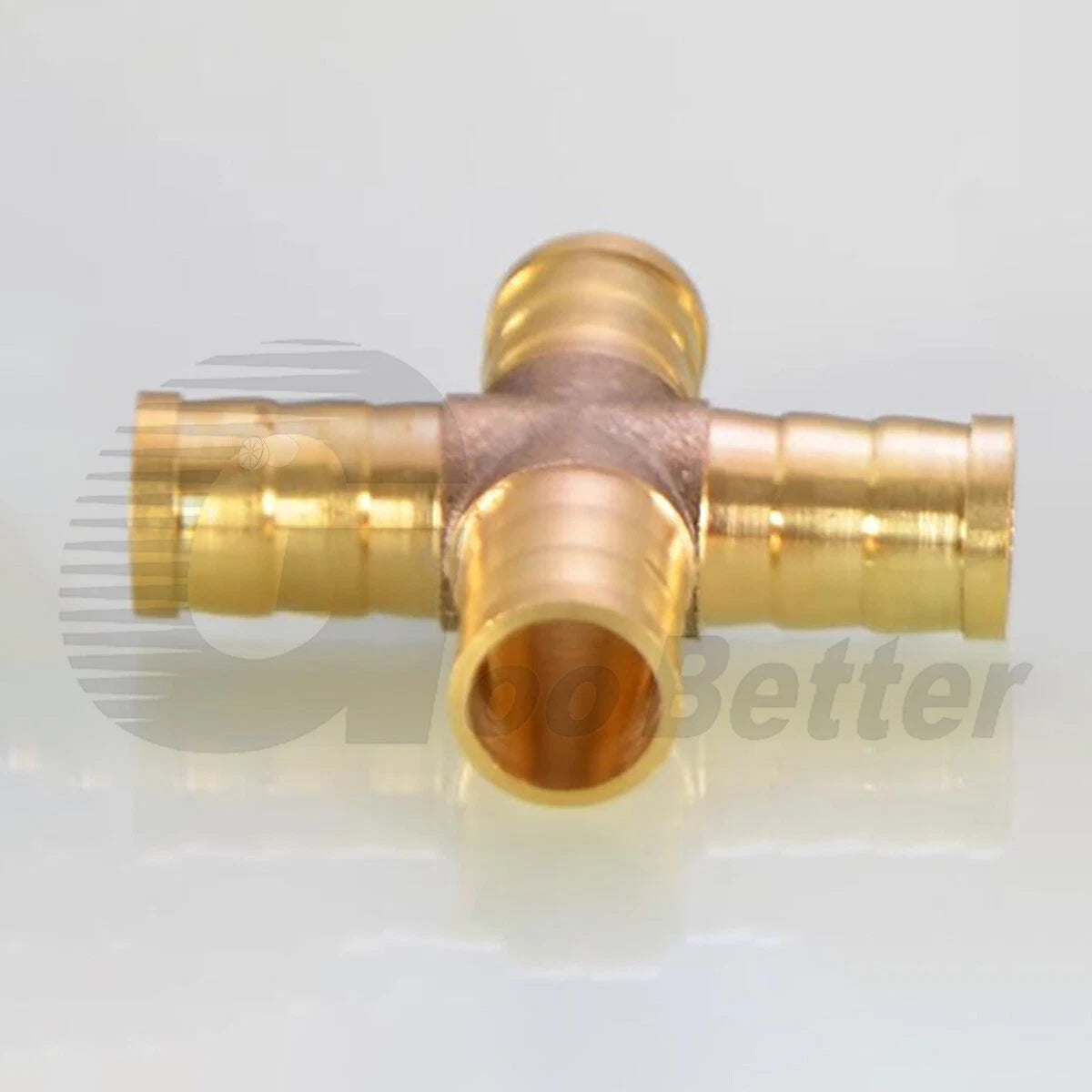 Brass Barbed Cross 4-Way Hose Fitting — 4mm to 19mm for Air, Water, Fuel & Gas