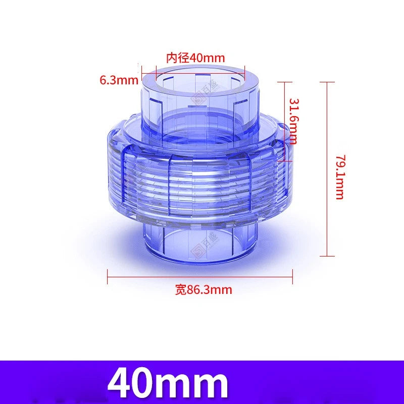 Transparent UPVC Union Fittings for Water Pipes - Quick Connect Coupling 20-63mm