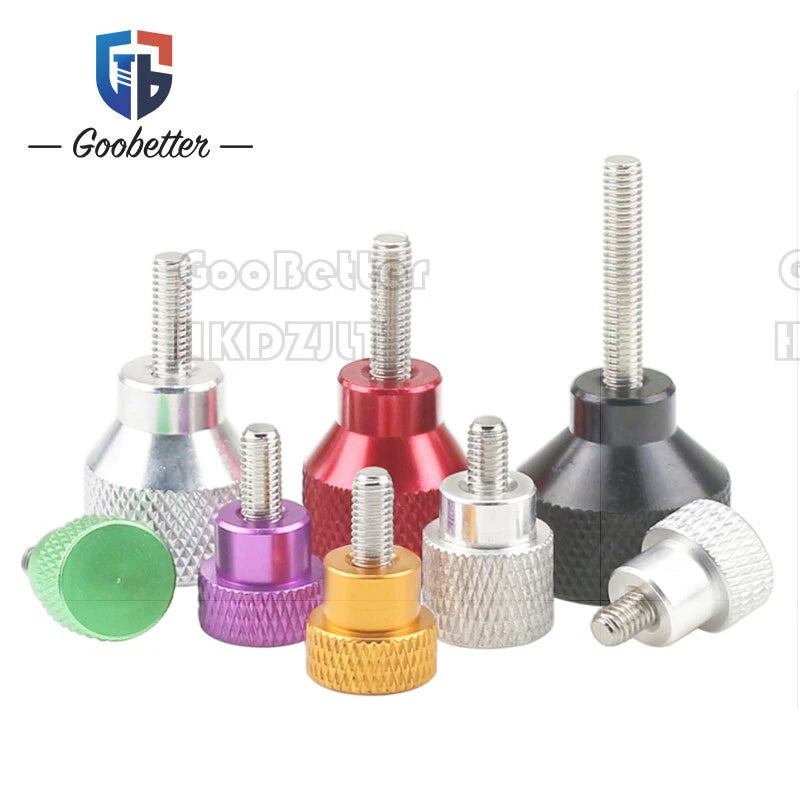 Knurled Thumb Screws M3 M4 | Hand Grip Knob Bolts | Aluminum Alloy | Red Black Silver