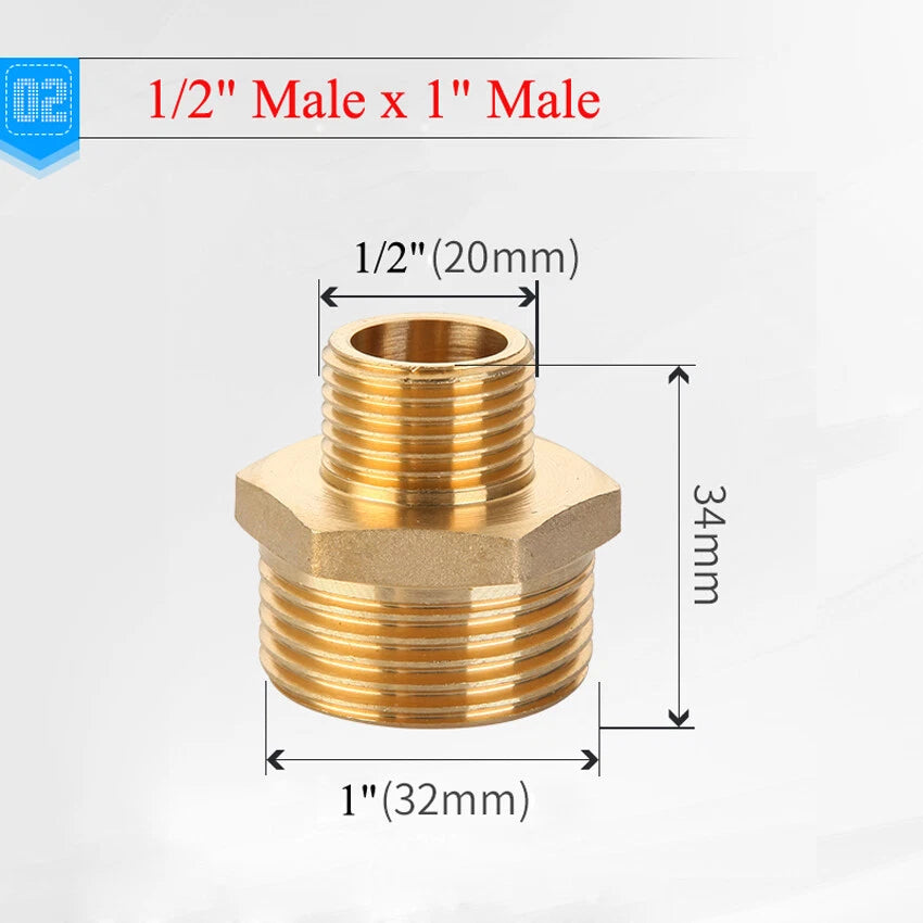 Brass NPT Pipe Fitting Adapter – Male Female Thread Coupler 1/2" 3/4" 1"