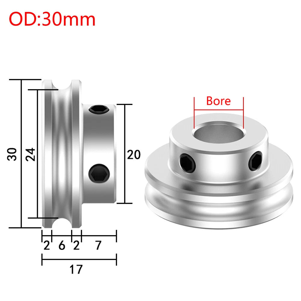 U Grooved Pulley PU Round Belt Pulleys Aluminum For 6/8mm Width Belt OD 20-80mm