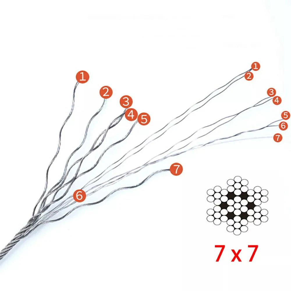 304 Stainless Steel Wire Rope Cable 7x7 7x19，Diameter 1mm To 20mm Length Select - HomeDIYer