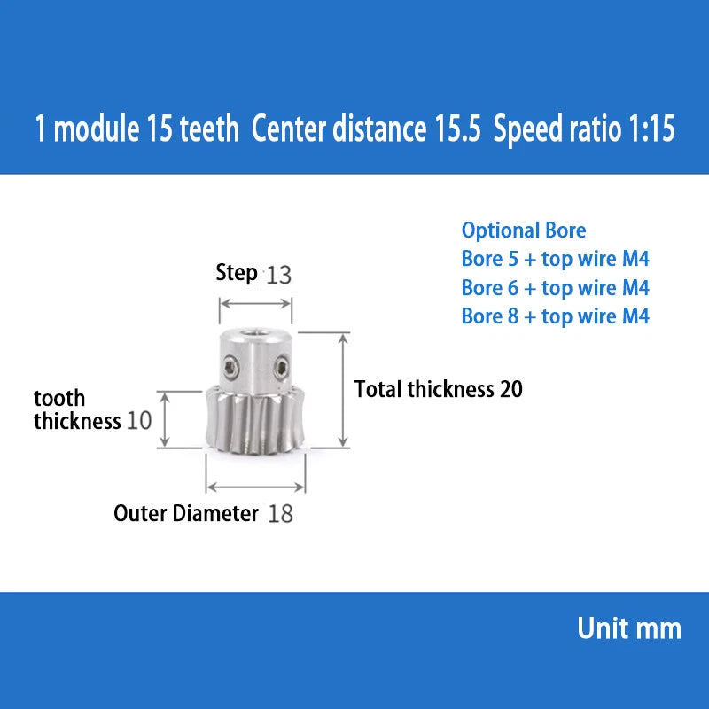1 Module 15T to 60T Gear Stainless Steels Worm Wheel Gear & Worm Gear Shaft