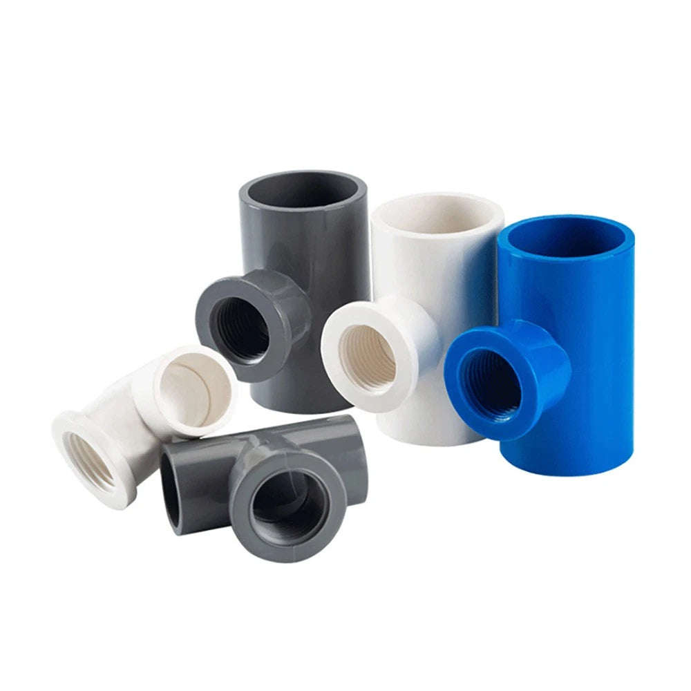 PVC Pipe Fittings Tee Socket 1 2" -2" BSP Threaded T Type Solvent Weld 3-Way