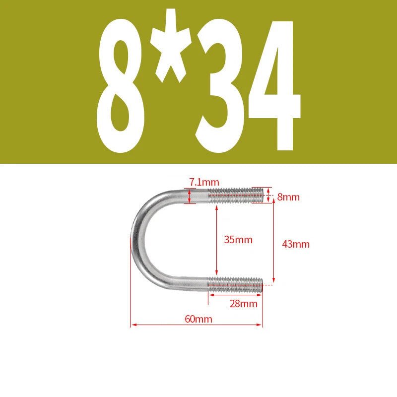 M8 U - Bolts Round Bend A2 Stainless Steel — 22mm to 161mm, Choose Your Pack - HomeDIYer