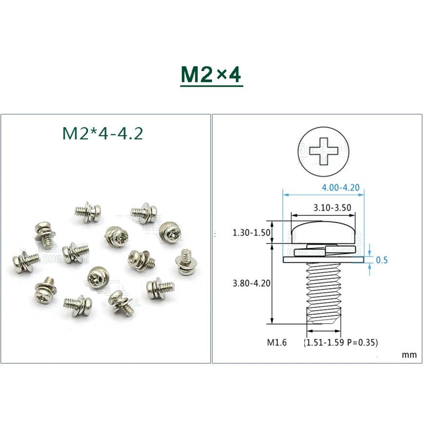 Stainless Steel Phillips Pan Head Screws with Flat and Spring Washers M1.6 to M5 - HomeDIYer