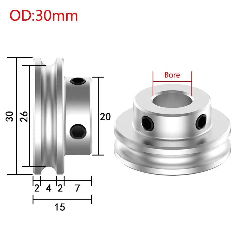 U Grooved Pulley PU Round Belt Pulleys Aluminum For 4/5mm Width Belt OD 20-80mm