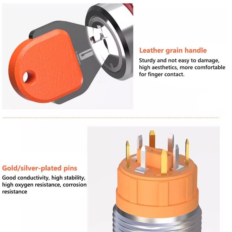16mm 19mm LED Illuminated Toggle Switch ON/OFF 2-Position Waterproof 7A 250VAC