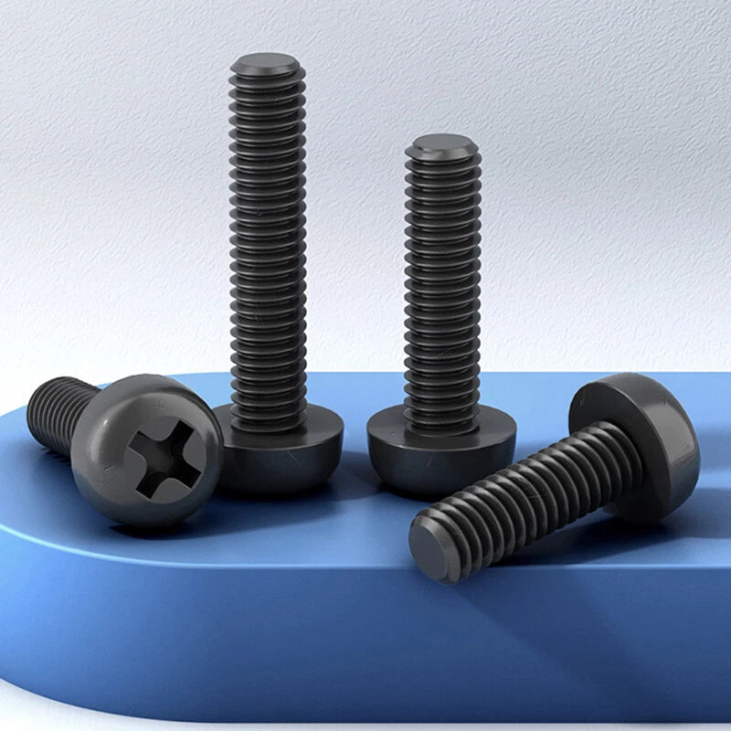 Nylon Plastic Phillips & Hex Machine Screws – M8 M10 M12, Pan / Flat / Cap Head, with Nuts & Washers
