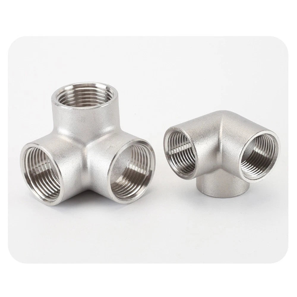 BSP Female 3-Way Tee Pipe Fitting – Stainless Steel 90° Corner Elbow