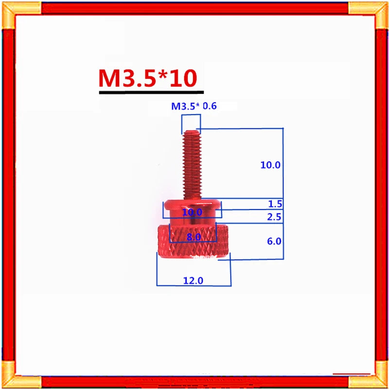 M3.5 Knurled Thumb Screws — Hand Tighten PC Graphics Card Screws, 10 Colors, 5 Lengths