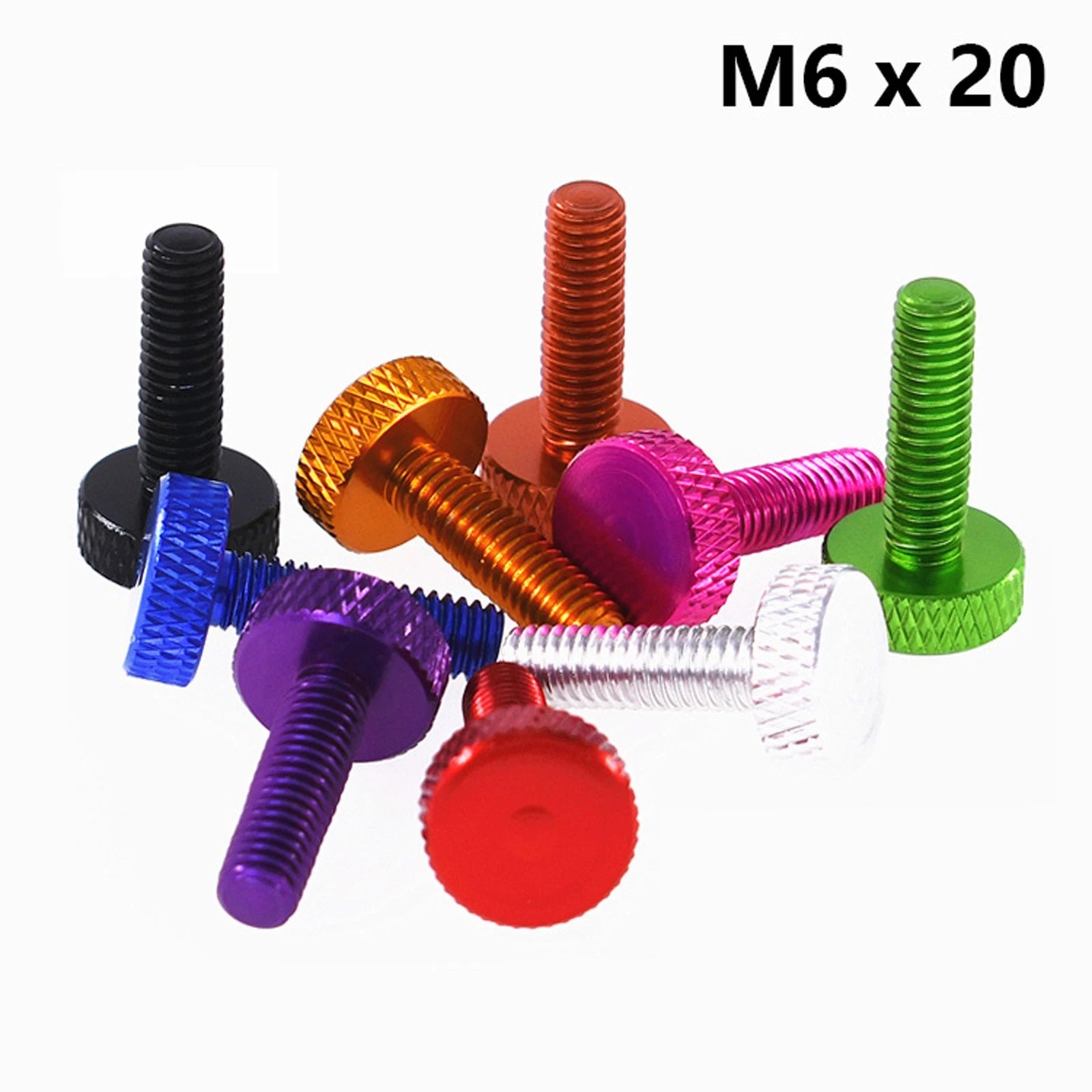 M6x20mm Knurled Thumb Screws Aluminum Alloy DIY Hand Tighten Grip Knob Bolts