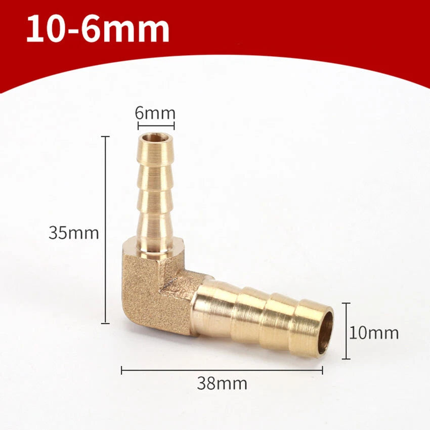 90° Brass Barb Elbow Fittings — Reducing Hose Joiner for Fuel, Air & Fluid Lines