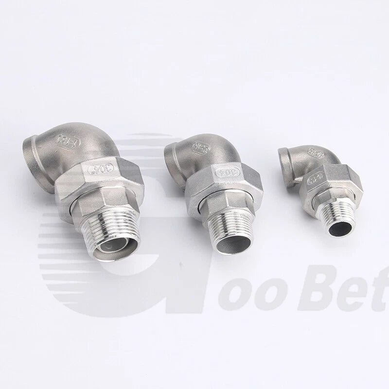 304 Stainless Steel 90° Union Elbow BSP 1/4"–2" Male Female Pipe Fitting Adapter