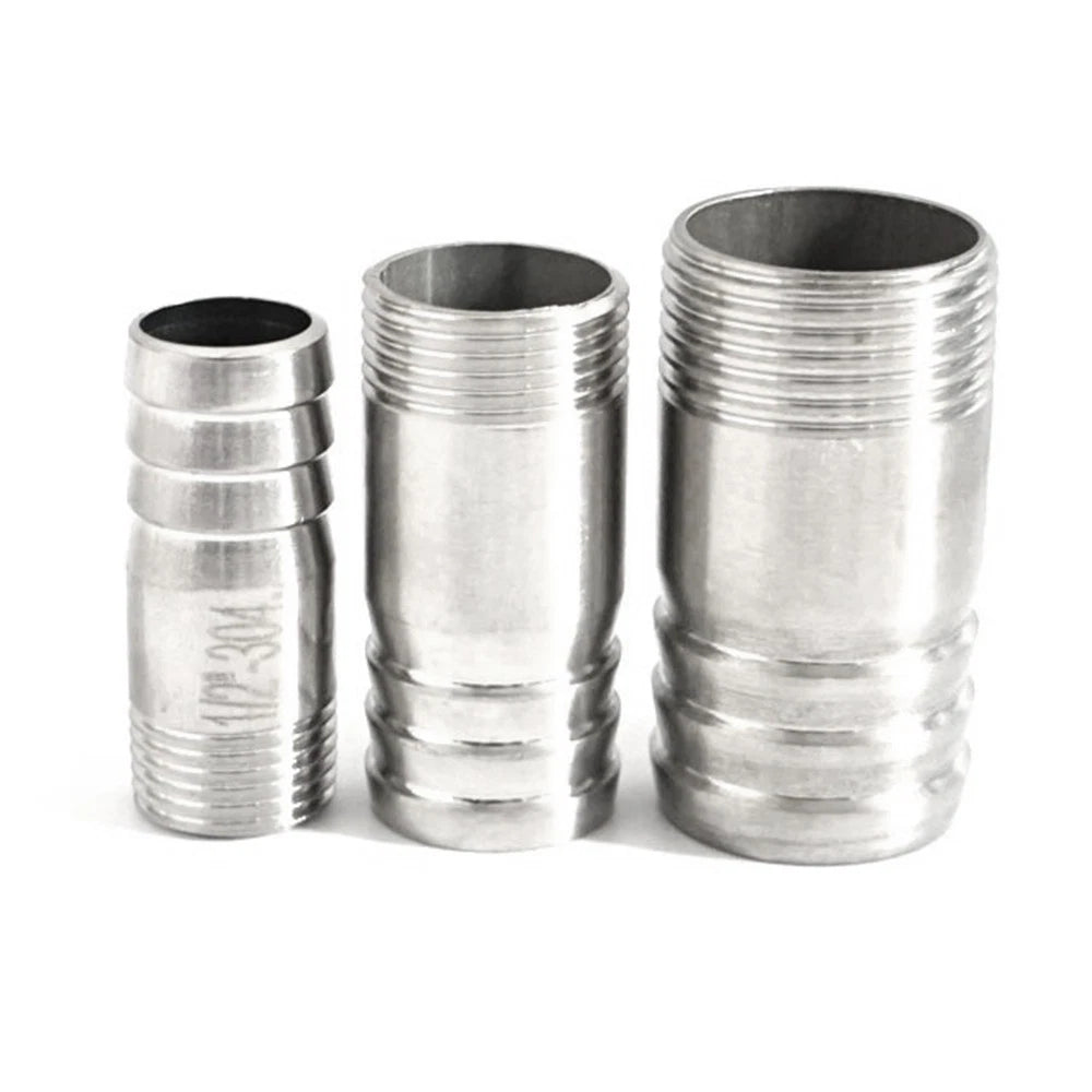 304 Stainless Steel Hose Barb Fittings — Taper Thread x Hose Tail Connectors