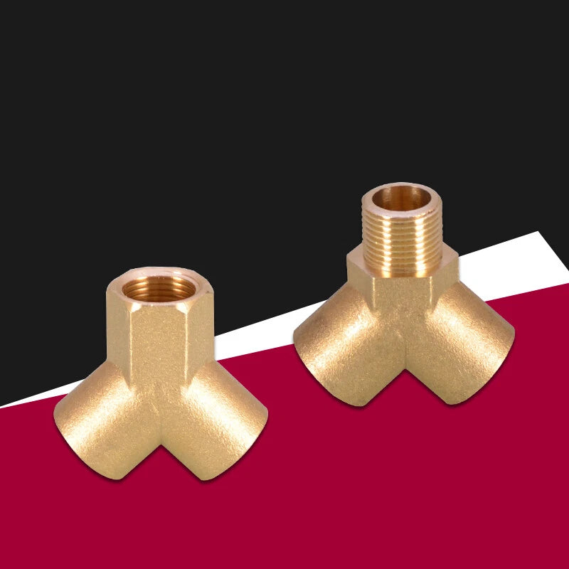 BSP 3-Way Y Fitting — 1/4" 3/8" 1/2" Female Male Thread Hose Splitter Connector
