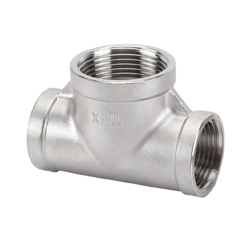 BSP Reducing Female Tee — 304 Stainless Steel Pipe Fitting, All Female Ports