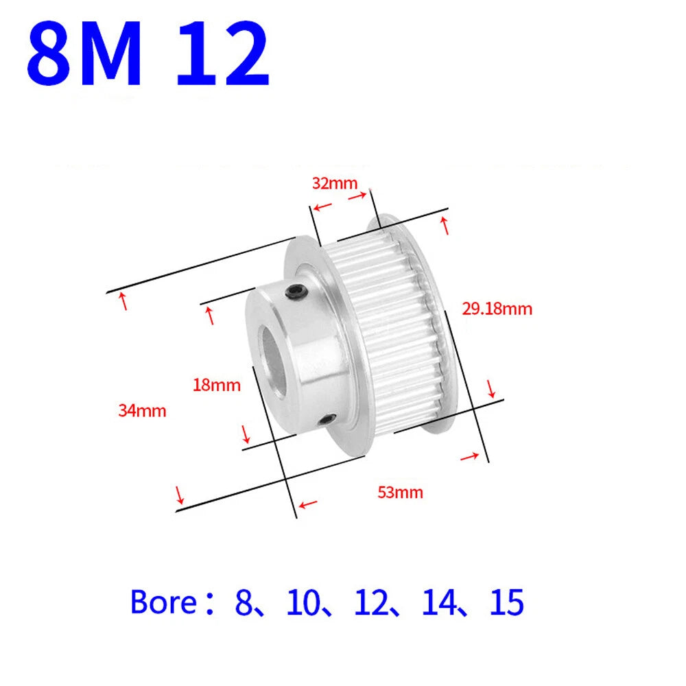 HTD-8M 12-60T Timing Belt Pulley Pitch 8mm With Keyway CNC Drive Wheel Width32mm