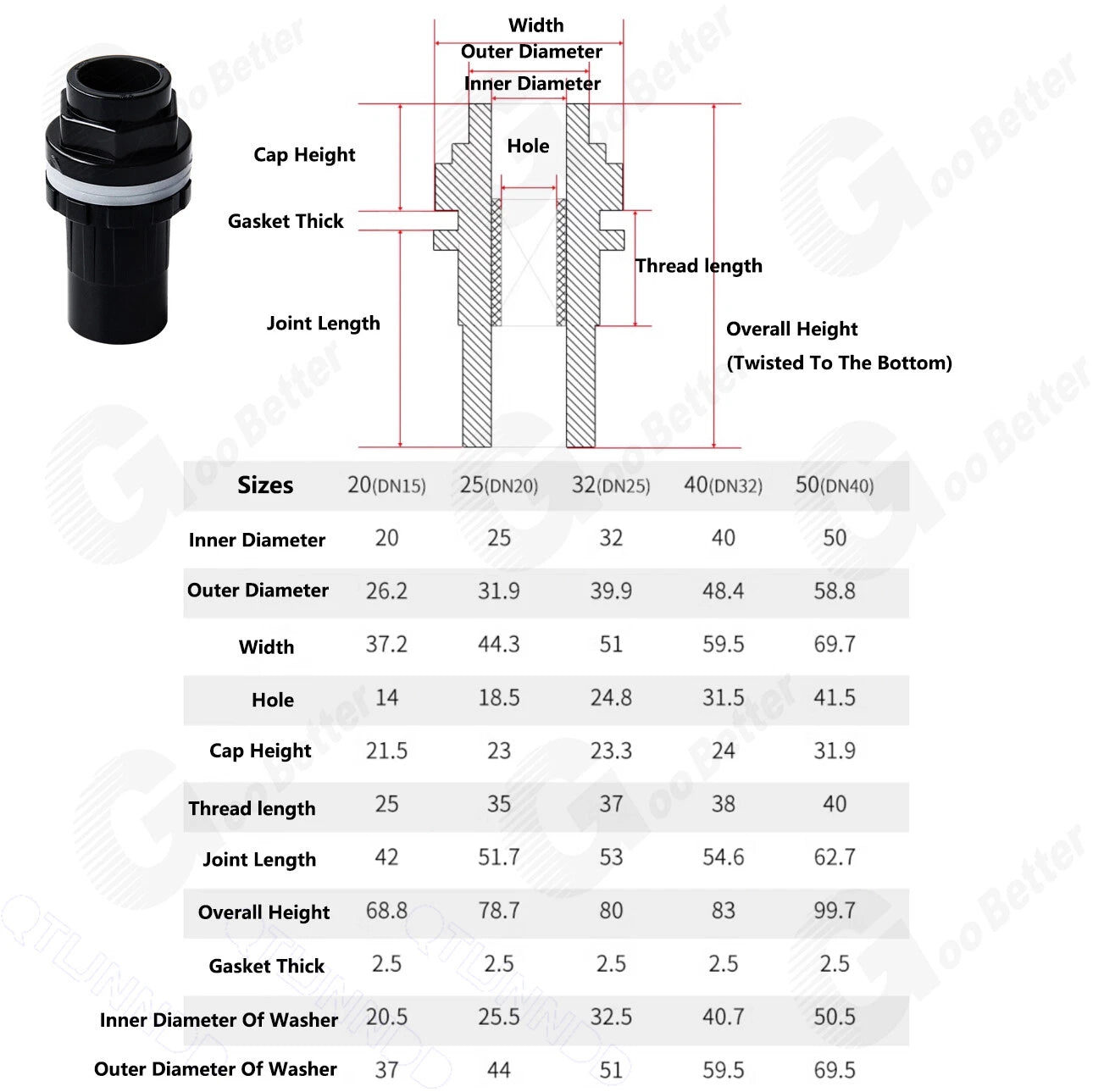 PVC 90° Elbow Pipe Fittings 20mm~50mm Tank Connector Bulkhead For Aquarium Black