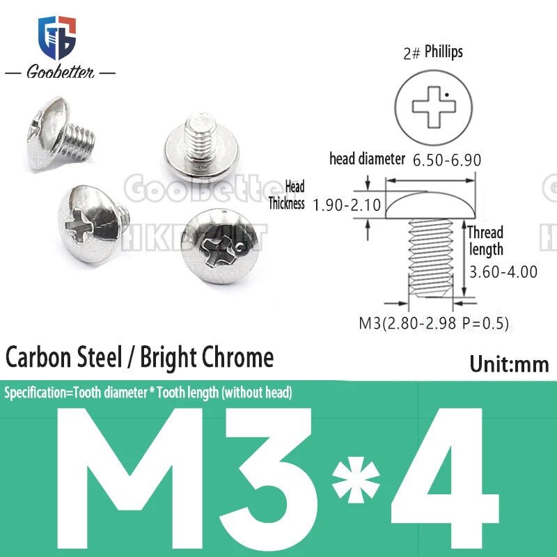Phillips Flat Head Machine Screws M2.3 to M6 — Carbon Steel, Stainless & Brass, 7 Finishes - HomeDIYer