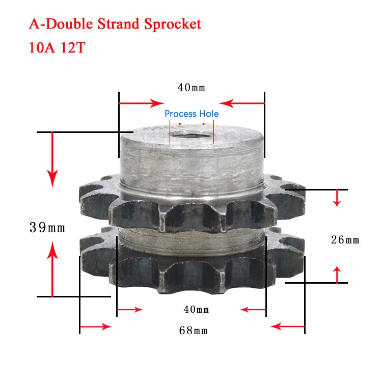 10A Sprocket Wheel 10T~39T & Steel Simplex OR Duplex Strand Chain Roller Chain