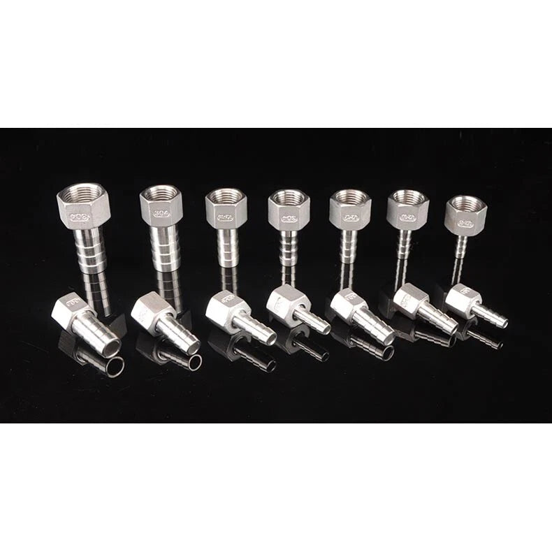 Stainless Steel Female Threaded Hose Barb Fittings — 1/4" to 3/4" NPT