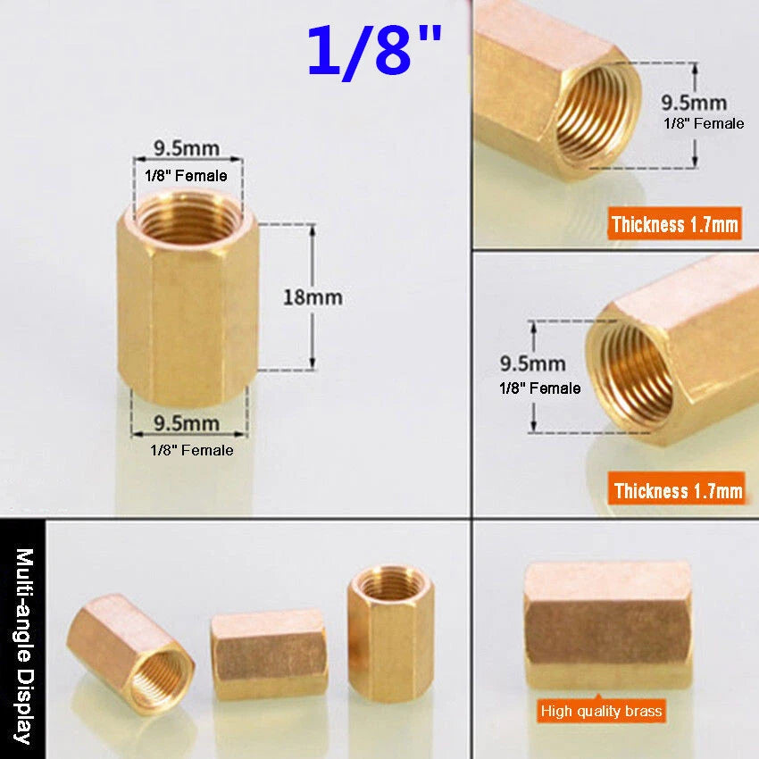 Female Thread Brass Coupling Adapter — Straight & Reducer Pipe Fittings