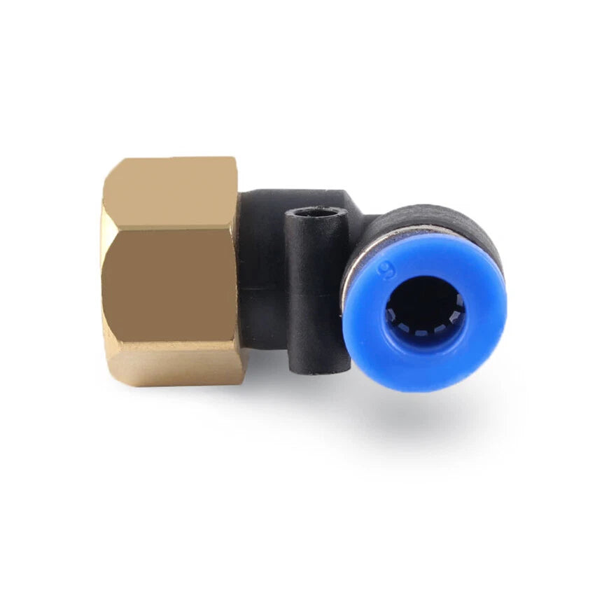 90° Elbow Push-to-Connect Pneumatic Fitting — 4mm to 12mm Hose OD, Female Thread