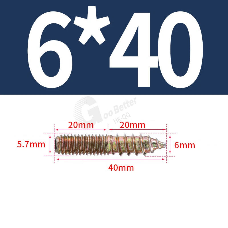 M6 M8 M10 4.8 STEEL WOOD TO METAL DUAL THREAD DOWEL SCREWS HANGER BOLTS