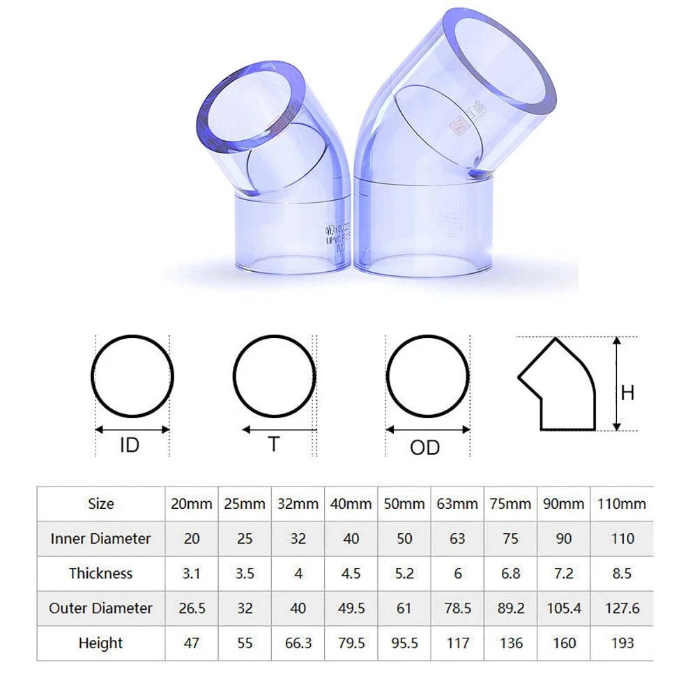 UPVC PVC Clear Plumbing Fittings Pipe For Aquarium Fish Tank Pond Solvent Weld
