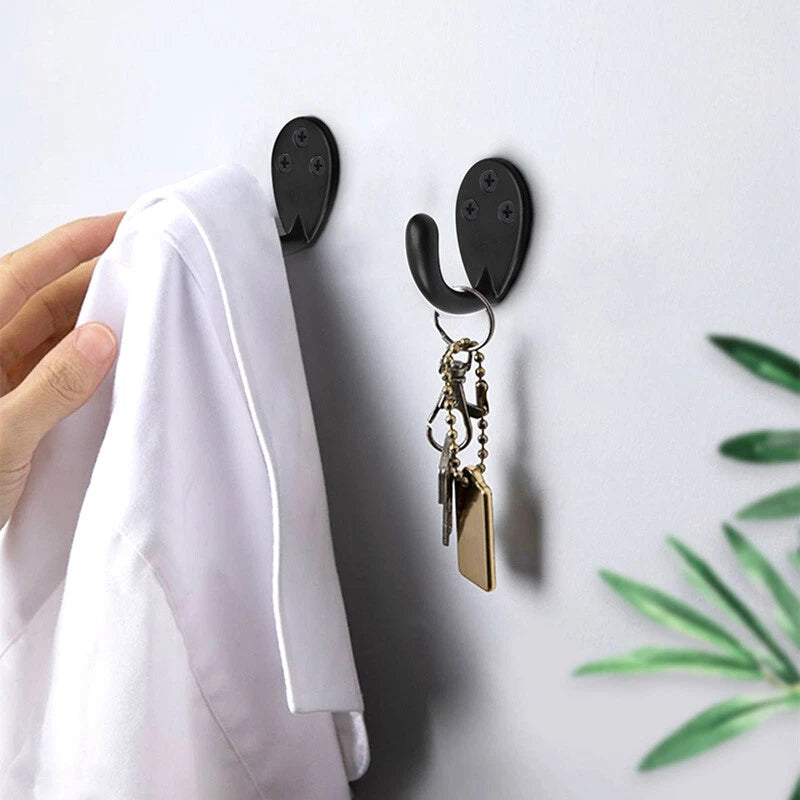 Double Hat Coat Hooks Hanger Door Wall Cloth Towel Holder Organiser Rack Robe