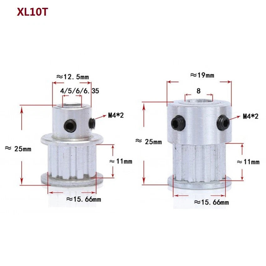XL 10-100T Timing Belt Pulley Pitch 5.08mm Synchronous Wheel For 10mm Width Belt