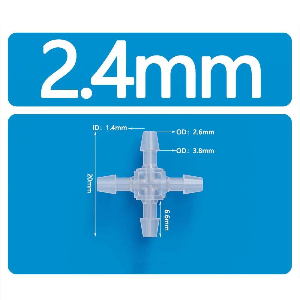 X Piece & Side 4-Way Plastic Hose Pipe Connector — Water Oil Gas Air Joiner