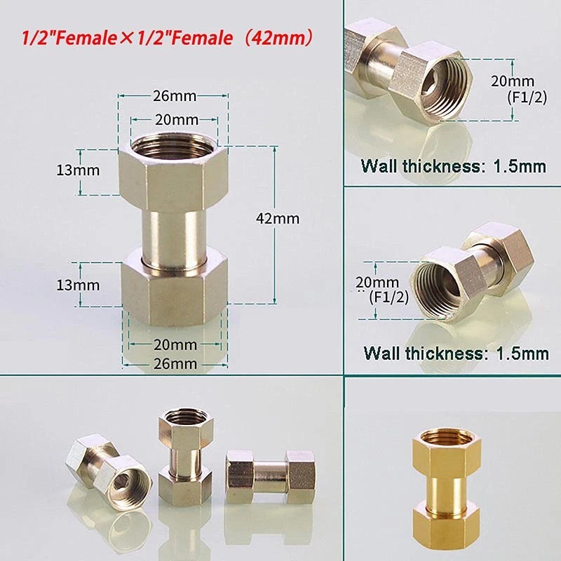 Brass Compression Fittings — Straight Coupling & Elbow Connector, 1/2" 3/4" 1" Female/Male