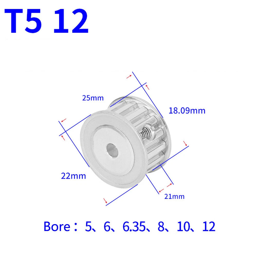 T5 12T-60T Timing Belt Pulley Pitch 5mm AF-type With Keyway Teeth Width 21mm