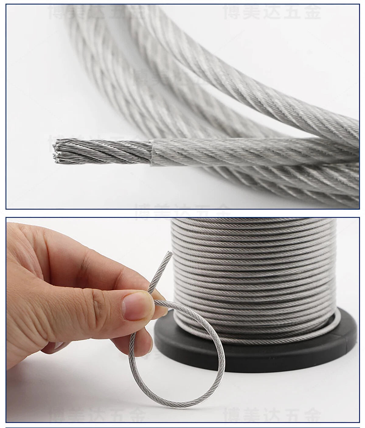 Clear PVC Coated Steel Wire Rope Metal Cable Rigging 0.38mm-12mm Heavy Duty