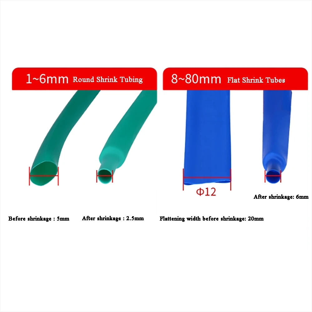 Heat Shrink Tubing 2:1 Ratio — 0.6mm to 70mm, 7 Colors, 1 Meter