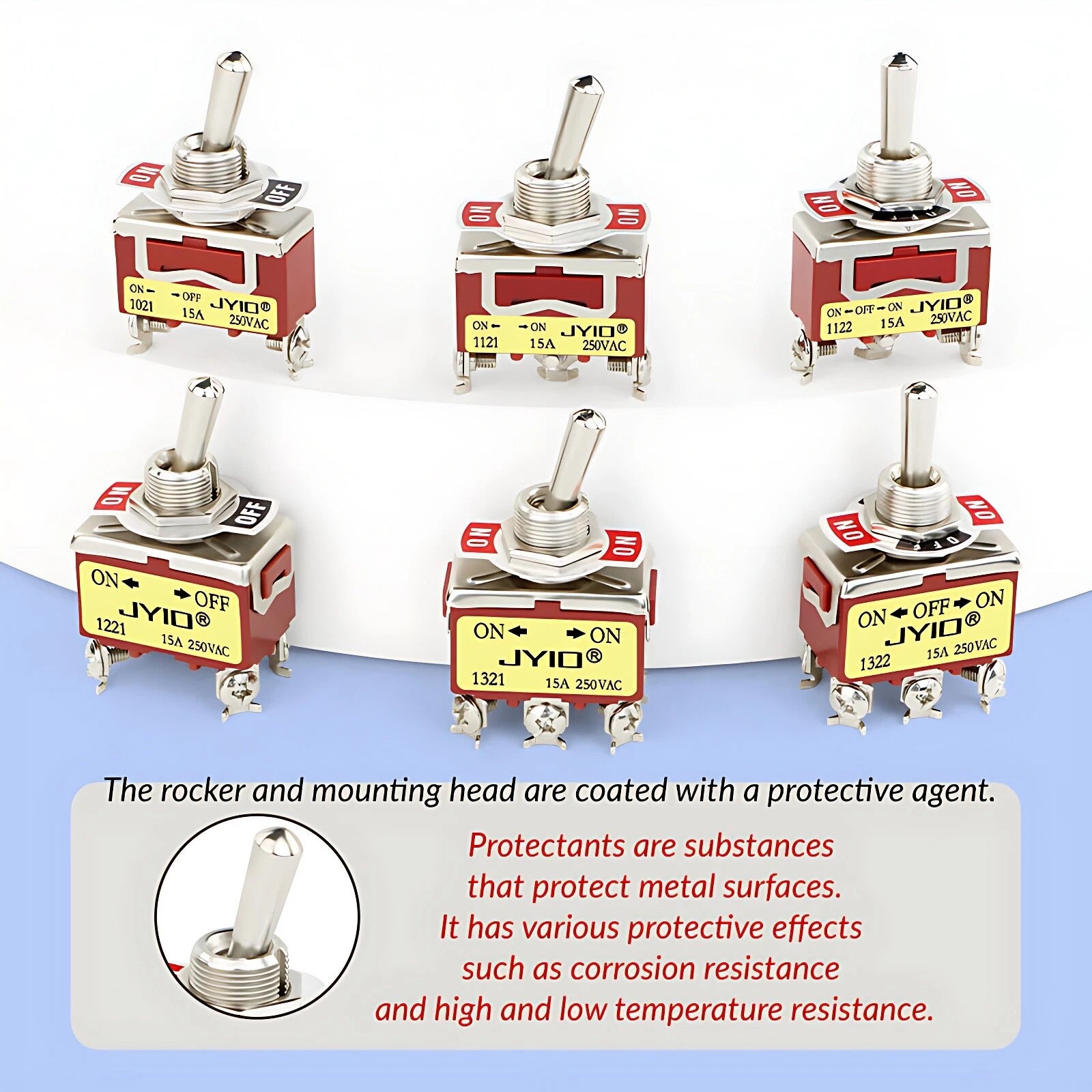 Heavy Duty Metal Toggle Switch – 15A 250VAC, 2/3/4/6 Pin, ON-OFF & ON-OFF-ON