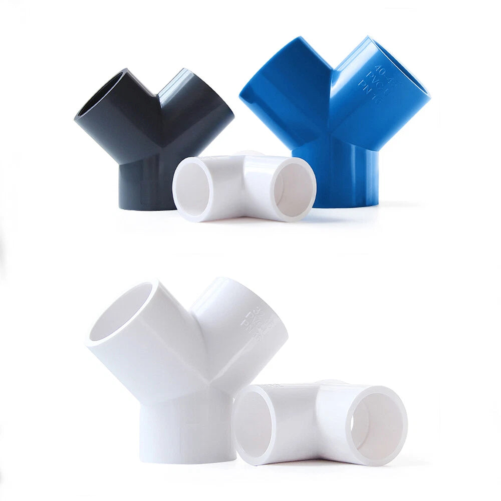 PVC Y-Fitting ID 20~63mm White Blue Grey PVC Y-Type Pipe Fitting Split Fittings