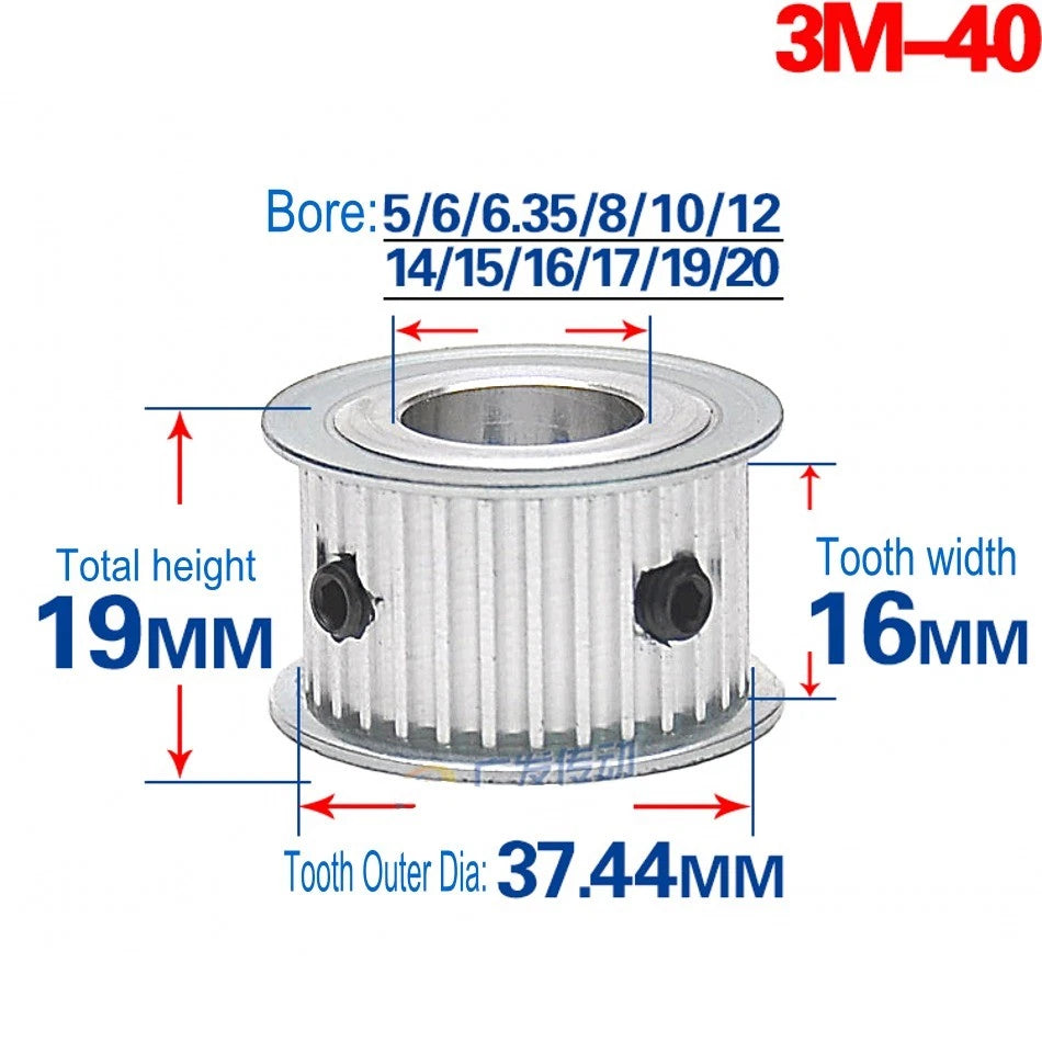 3M Timing Belt Pulley 12T-120T Synchronous Wheel Sprocket For 15mm Width Belt