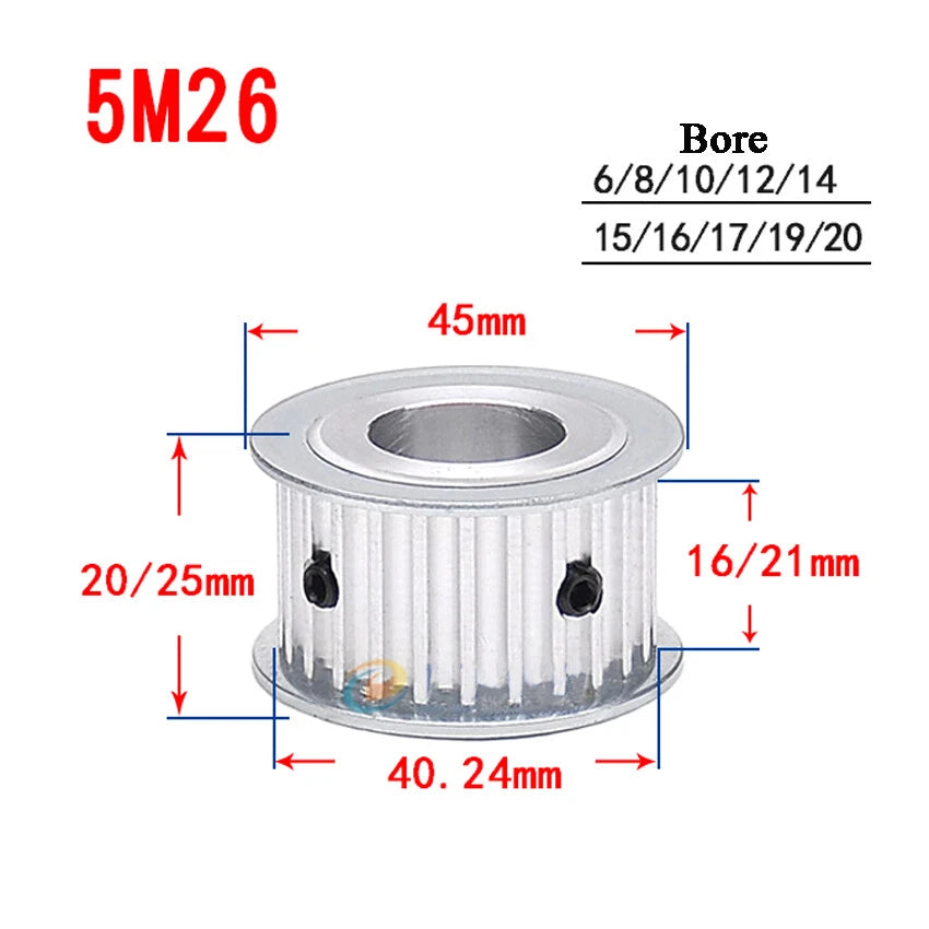 HTD-5M 25-38T Timing Belts Pulley AF-type Drive Pulleys For 15/20mm Width Belt