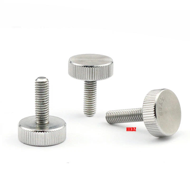 M3/M4 5mm to 20mm Flat Head Knurled Thumb Screws 303 Stainless Steel Hand Bolts