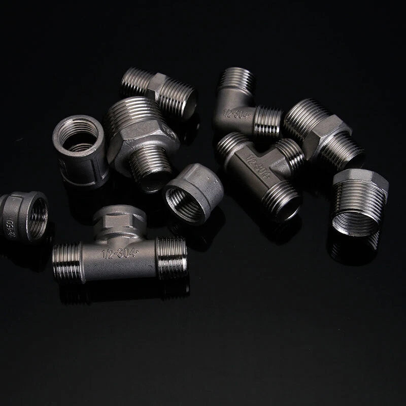 BSP 304 Stainless Steel Pipe Fittings — Elbow, Tee, Nipple, Cross, Bush, Cap (1/2" & 3/4")