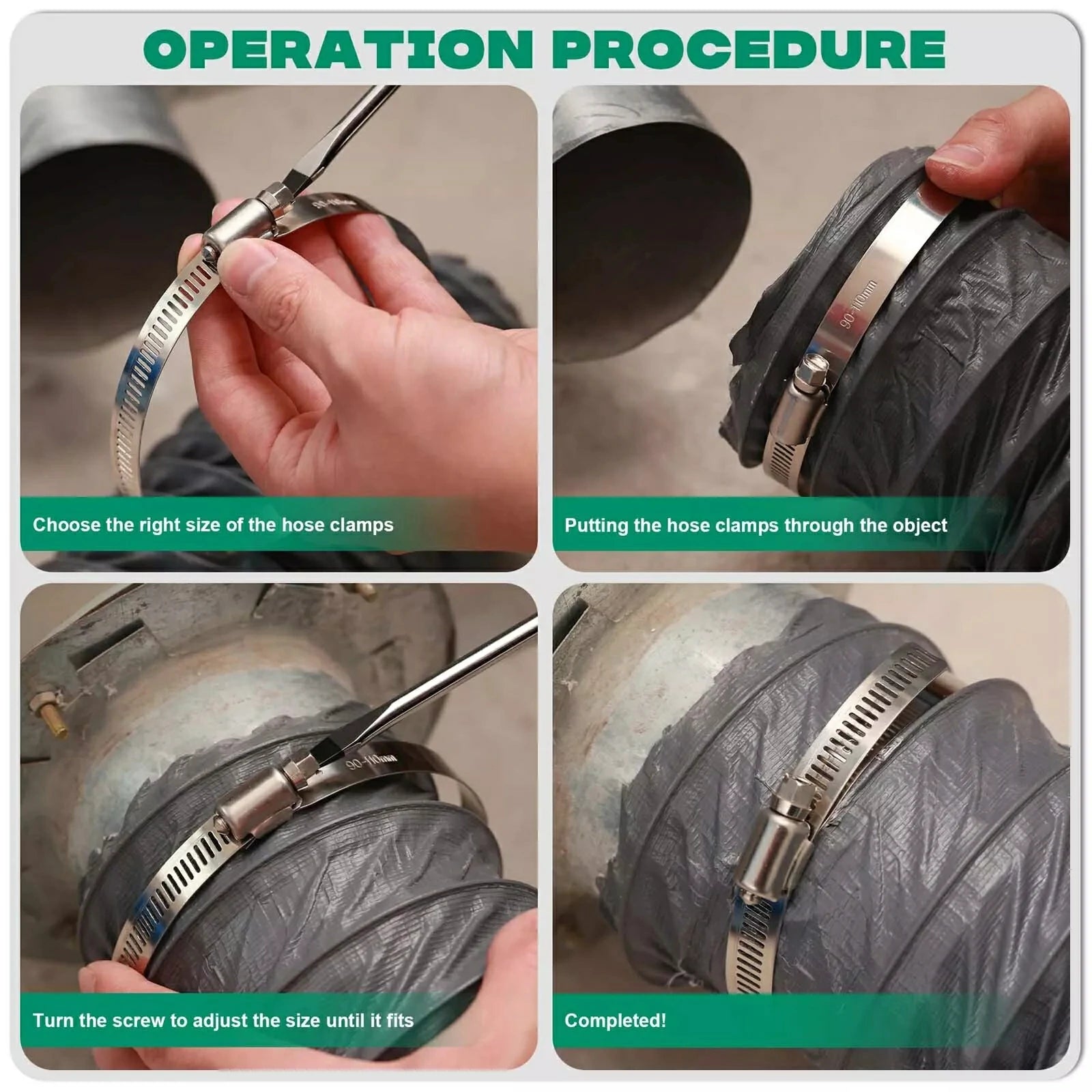 Hose Clamp Large Adjustable Jubilee Clips with Fasteners 304 Stainless Steel