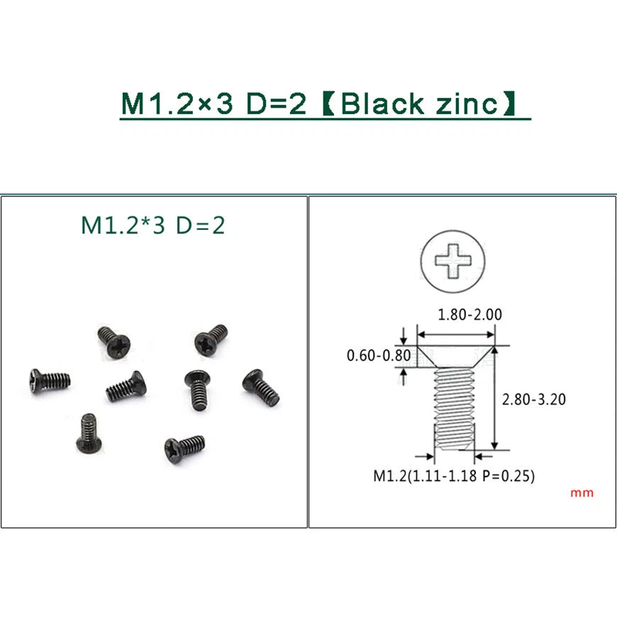 M1–M1.8 Phillips Countersunk Flat Head Machine Screws – Carbon Steel or 304 Stainless, Multiple Finishes