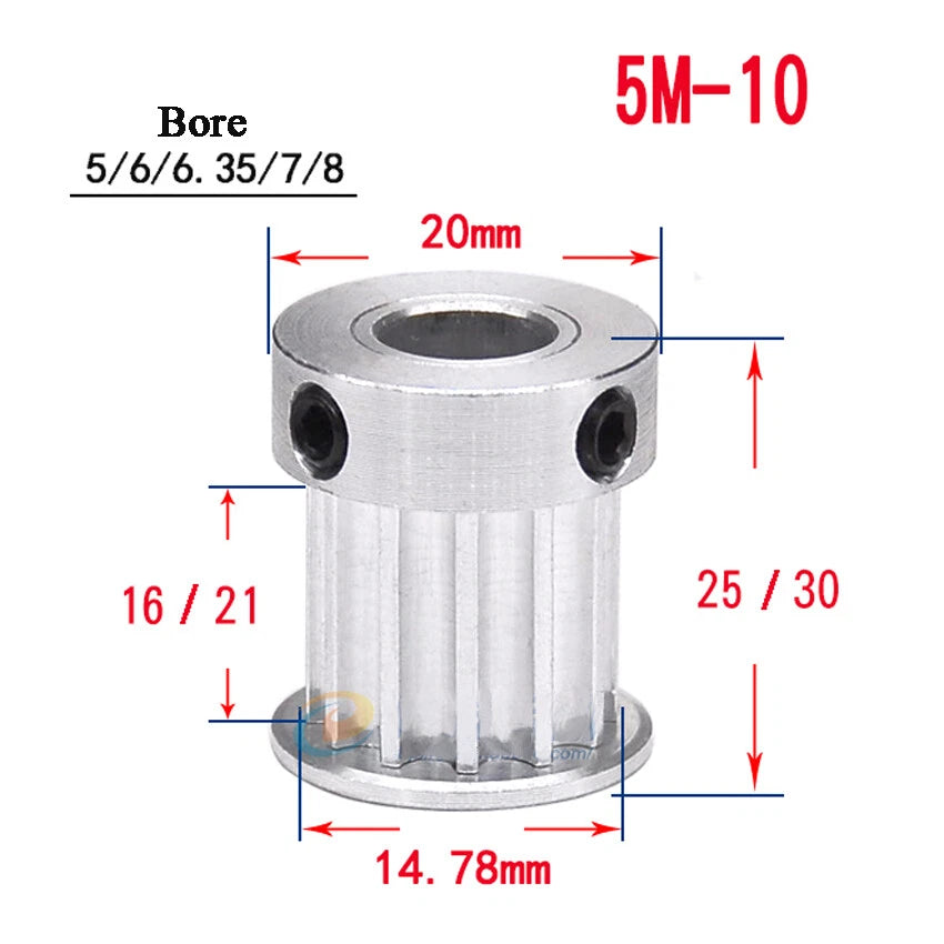 HTD-5M 10T-72T Timing Belt Pulley With Step Bore 5-25mm, For 15mm Width Belt