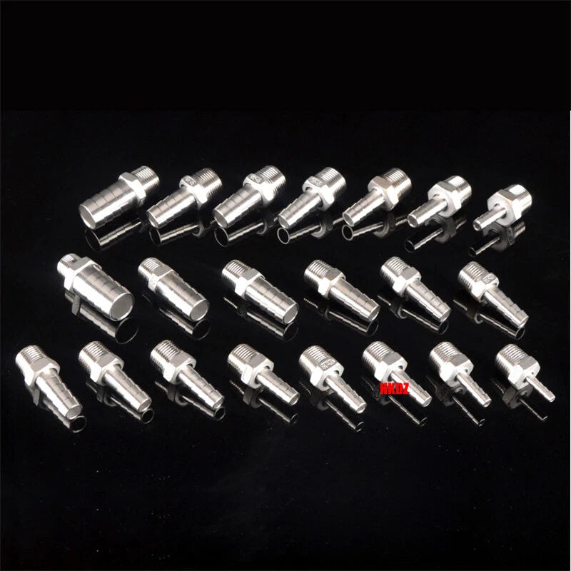 Stainless Steel 304 Barb Hose Tail Connector – 1/2" & 3/4" BSP Male Thread Hose Fittings